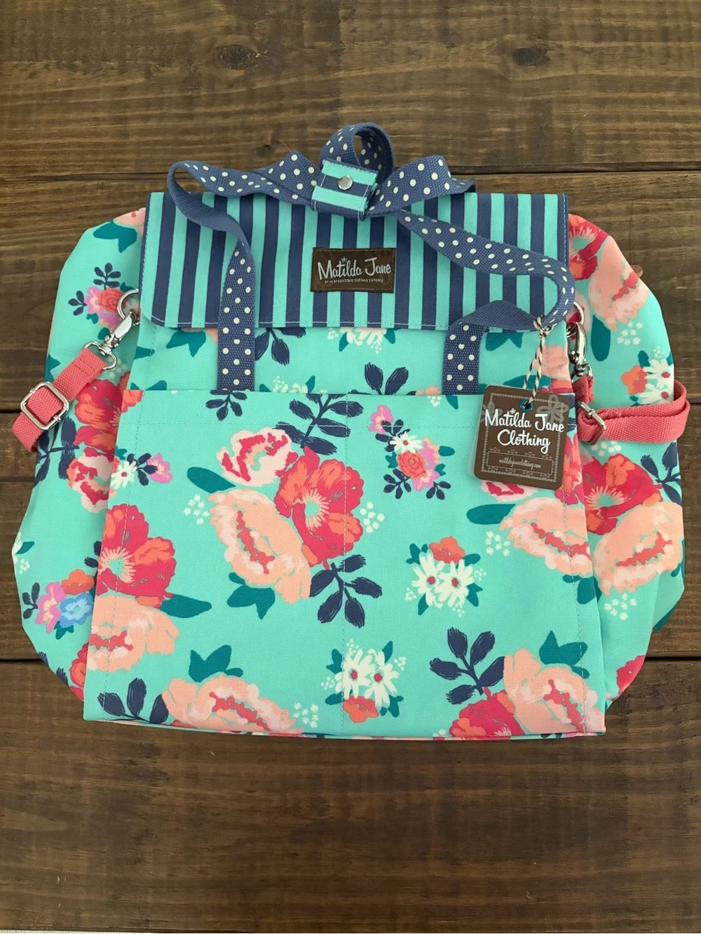 Matilda Jane Teal Floral Diaper Bag